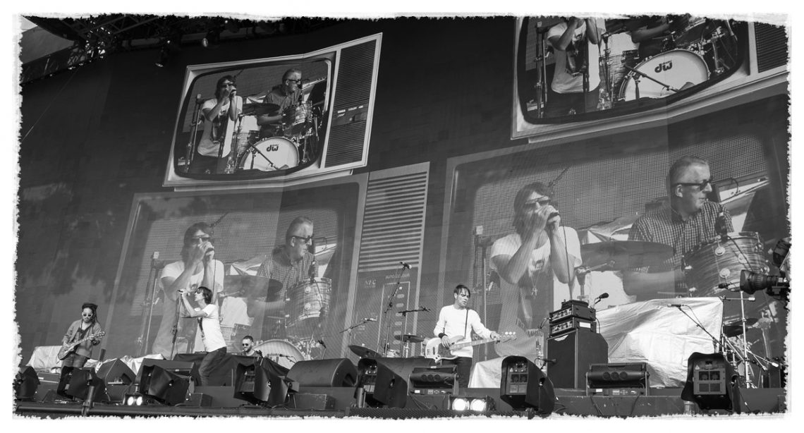 Festival stage with television streaming backdrop