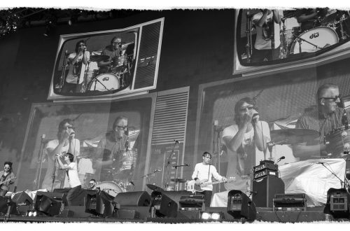 Festival stage with television streaming backdrop