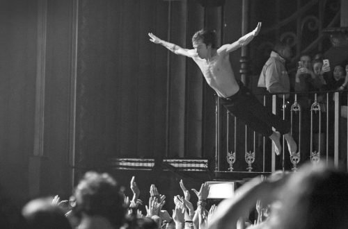 Cage The Elephant's Matt Shultz diving into the crowd at their gig in London in 2016.